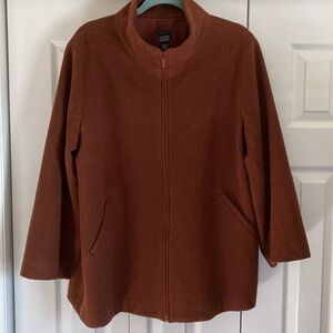 Eileen Fisher Brown Zip Up 100% Wool Jacket Large